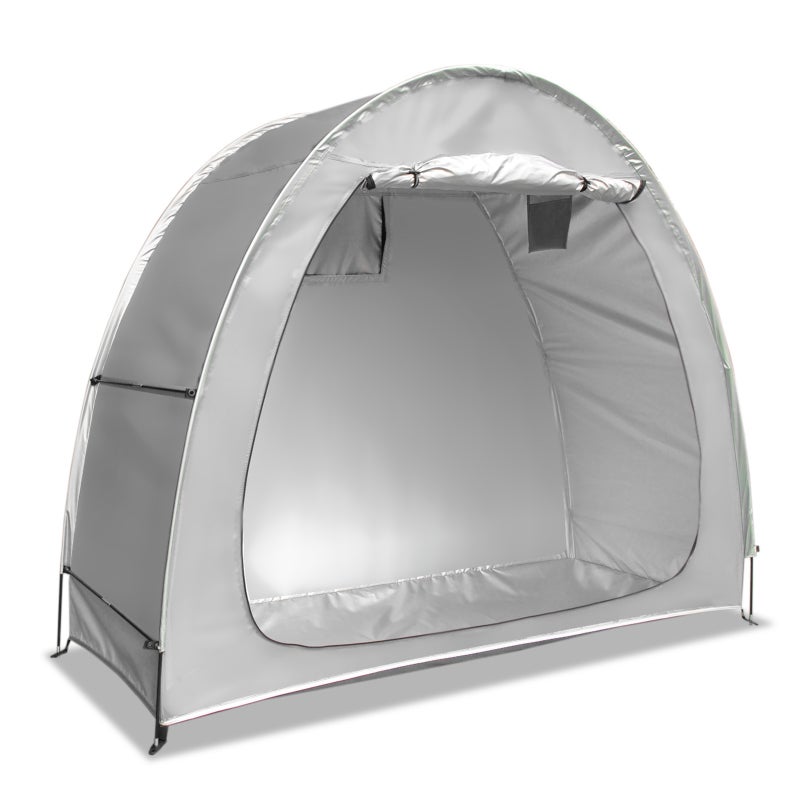 Waterproof Tent: Grey PU4000 210D Oxford Cloth With Silver Coating - UV & Weather Protection Four Season Tent for Outdoor Garden, Pool Gear and Bike Storage - Image 1