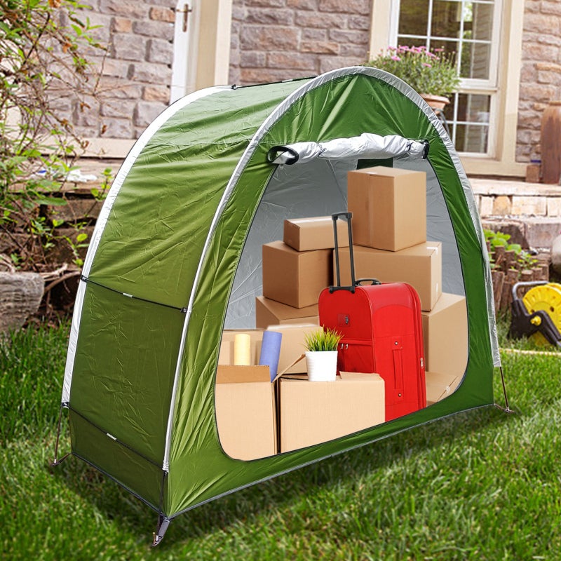 Waterproof Tent: Grey PU4000 210D Oxford Cloth With Silver Coating - UV & Weather Protection Four Season Tent for Outdoor Garden, Pool Gear and Bike Storage - Image 4