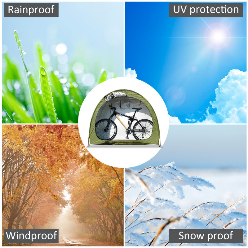 Waterproof Tent: Grey PU4000 210D Oxford Cloth With Silver Coating - UV & Weather Protection Four Season Tent for Outdoor Garden, Pool Gear and Bike Storage - Image 5