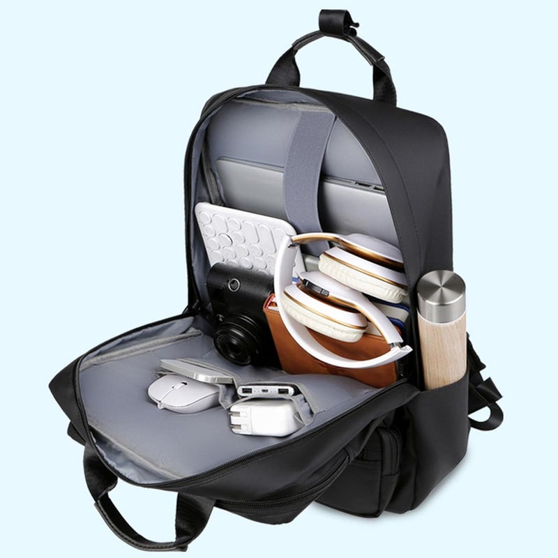 Luocute Water Proof Laptop Backpack, 15.6 Inch Computer Bag with Luggage Strap, for Men Women Travel Business College Work Black - Image 3