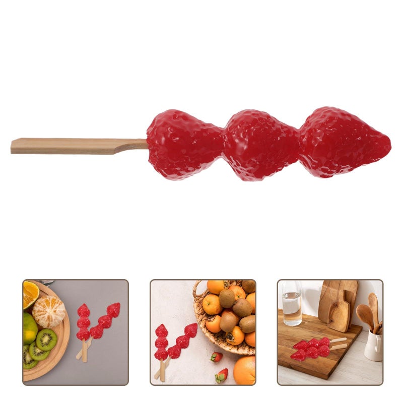 LOGOFUN 4pcs Artificial Strawberry Skewer Props Realistic Fruit Decoration Picks Lifelike Red Faux Food For Party Table Centerpiece Photography - Image 3