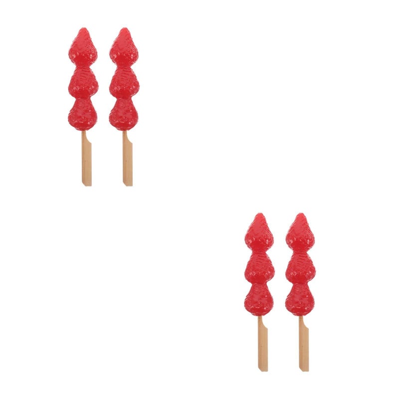 LOGOFUN 4pcs Artificial Strawberry Skewer Props Realistic Fruit Decoration Picks Lifelike Red Faux Food For Party Table Centerpiece Photography - Image 2