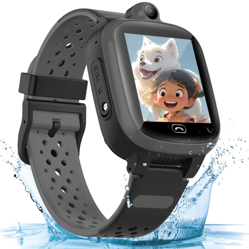 TEZILON Kids Elderly 4G GPS Smart Watch Global Version Waterproof Real-Time Tracking Phone Video Call and Text SOS Emergency Alarm Voice Message Camera Geo-Fence Pedometer Anti-Lost GPS Tracker Birthday - Image 1