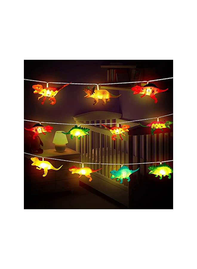 The Bros 20 LED Dinosaur String Lights 9.8 Ft Room Decor for Boys Lamp Christmas Party Supplies Battery Operated Lights for Tent Garden Patio Holiday Tree Decorative - Image 2