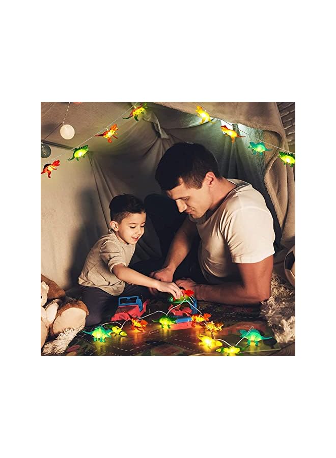 The Bros 20 LED Dinosaur String Lights 9.8 Ft Room Decor for Boys Lamp Christmas Party Supplies Battery Operated Lights for Tent Garden Patio Holiday Tree Decorative - Image 3