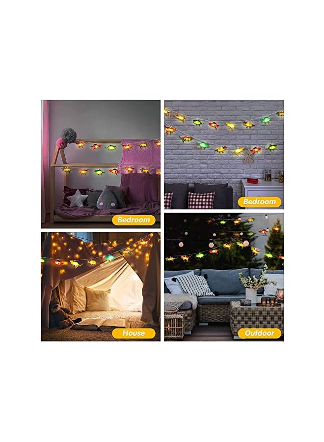 The Bros 20 LED Dinosaur String Lights 9.8 Ft Room Decor for Boys Lamp Christmas Party Supplies Battery Operated Lights for Tent Garden Patio Holiday Tree Decorative - Image 4