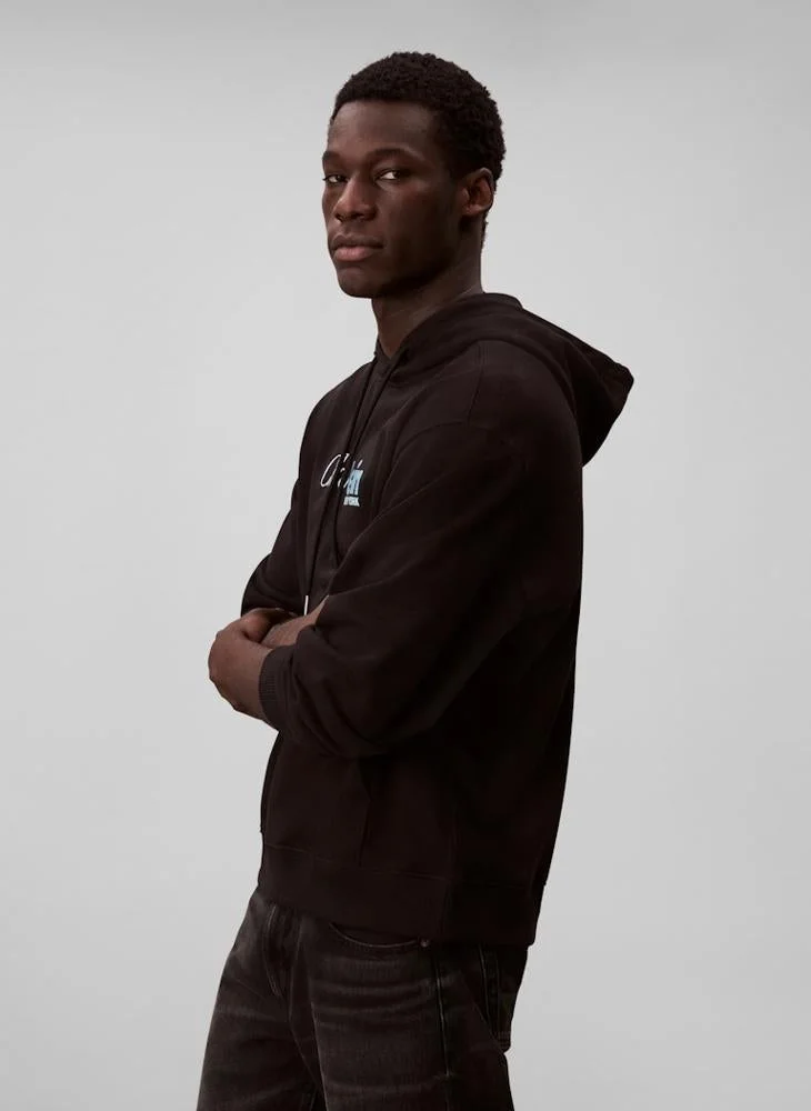CALVIN KLEIN  Long Sleeve Logo Graphic Hoodie for Men | Best Price UAE