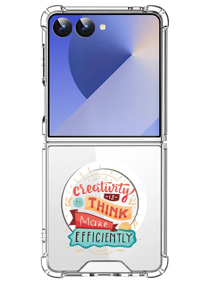 Theodor Magnetic Case for Samsung Galaxy Z Flip 7 Compatible with MagSafe Wireless Charging, Shockproof Phone Bumper Cover creativity is to think - Image 1