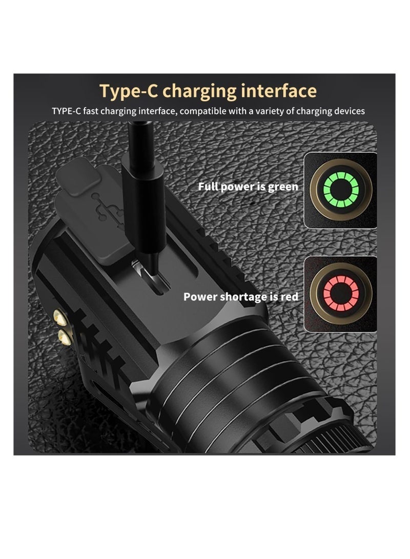 مصباح يدوي صغير LED قابل لإعادة الشحن USB C، مصابيح يدوية صغيرة قوية بحد أقصى 5000 لومن مع 5 أوضاع إضاءة، مصباح جيب مع مشبك، مصباح يدوي مغناطيسي لـ EDC، والتخييم، والمشي لمسافات طويلة، والطوارئ - Image 4