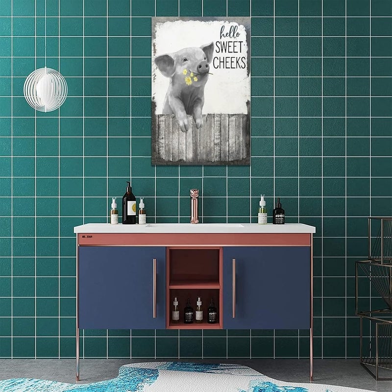 SweetFox Farmhouse Pig Canvas Wall Art - Image 3