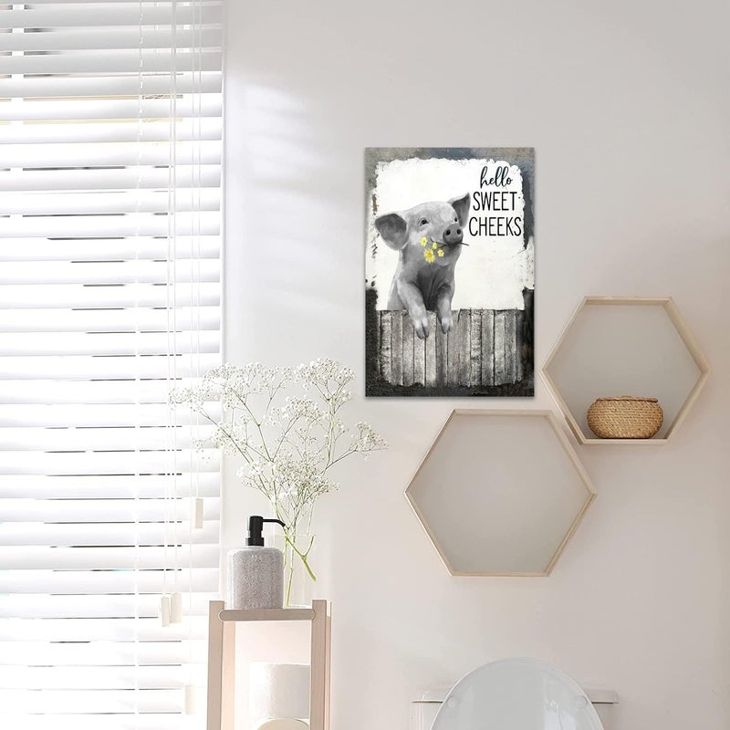 SweetFox Farmhouse Pig Canvas Wall Art - Image 4