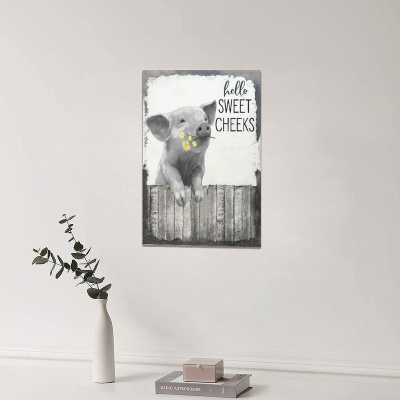 SweetFox Farmhouse Pig Canvas Wall Art - Image 5