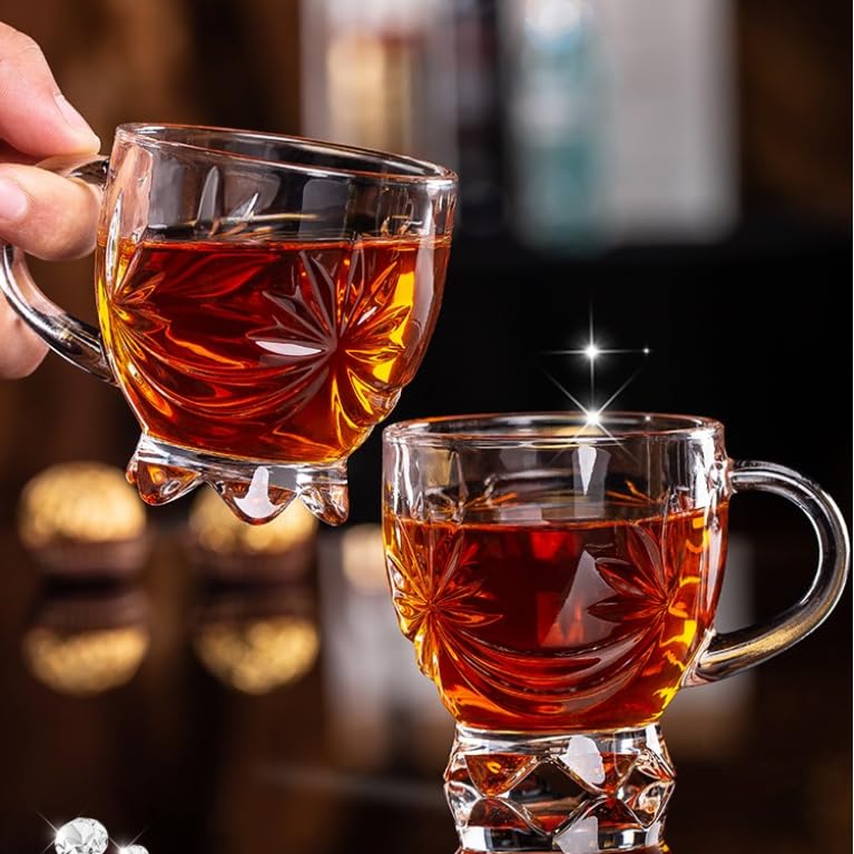 BHTHIM - Glass Tea Cups Set of 6, Transparent Tea & Coffee Cups for Milk, Juice, Cappuccino, Espresso, Ideal for Home, Kitchen, Office, Cafe, Restaurant, Hotel - 150ML - Image 1