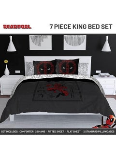 Jay Franco Jay Franco Marvel Deadpool King Size Comforter Set - 7 Piece Bedding includes Sheet Set and Pillow Covers - Gray and Red Super Soft Cozy Bedding  - Image 2
