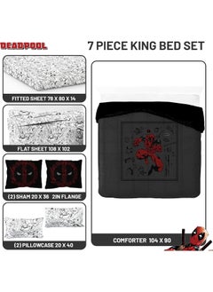 Jay Franco Jay Franco Marvel Deadpool King Size Comforter Set - 7 Piece Bedding includes Sheet Set and Pillow Covers - Gray and Red Super Soft Cozy Bedding  - Image 3