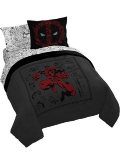 Jay Franco Jay Franco Marvel Deadpool King Size Comforter Set - 7 Piece Bedding includes Sheet Set and Pillow Covers - Gray and Red Super Soft Cozy Bedding  - Image 1