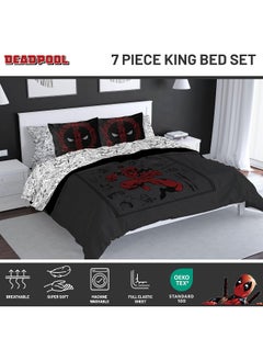 Jay Franco Jay Franco Marvel Deadpool King Size Comforter Set - 7 Piece Bedding includes Sheet Set and Pillow Covers - Gray and Red Super Soft Cozy Bedding  - Image 4