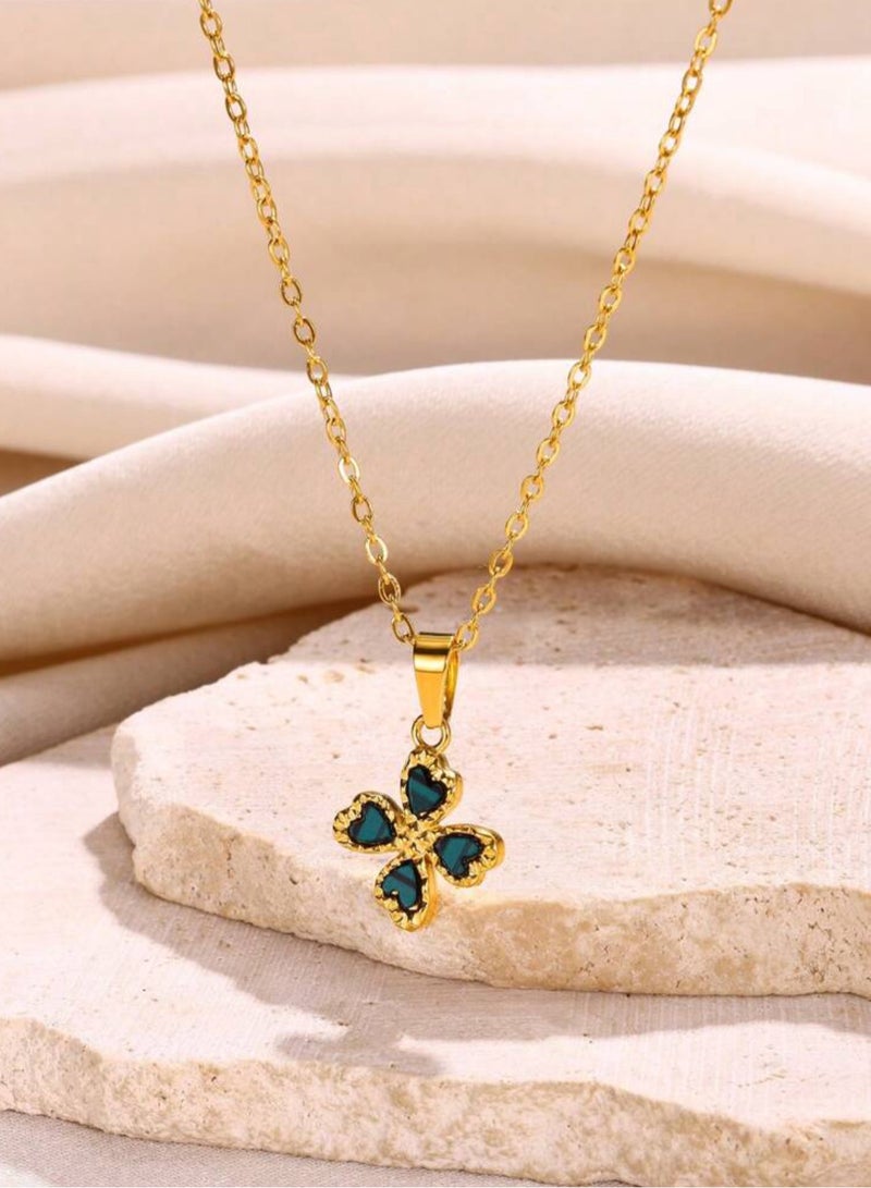 Equal Stylish Gold Plated Stainless Steel Necklace For Women - Image 1