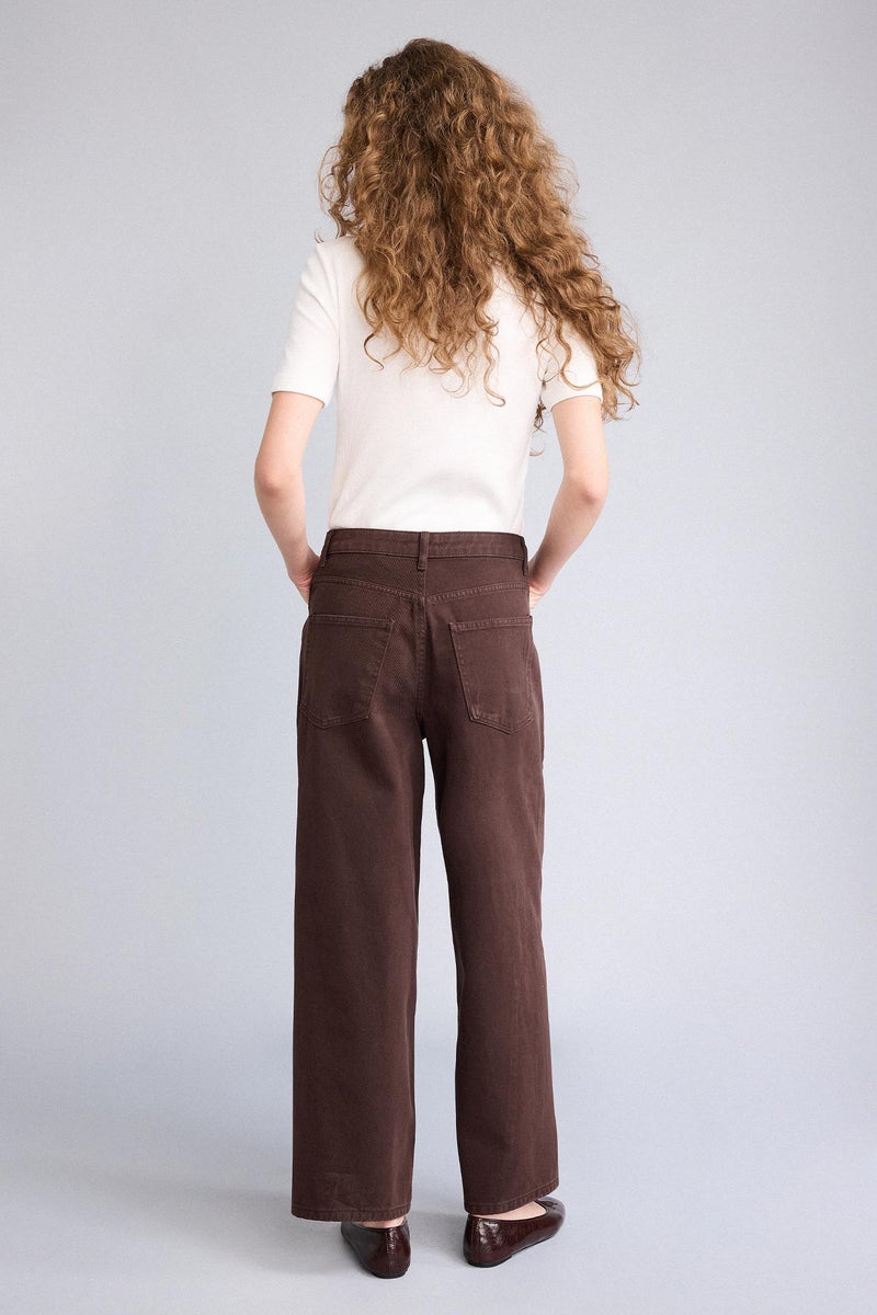 DeFacto Brown Woman Baggy Fit Gabardine Trousers Casual - Image 5