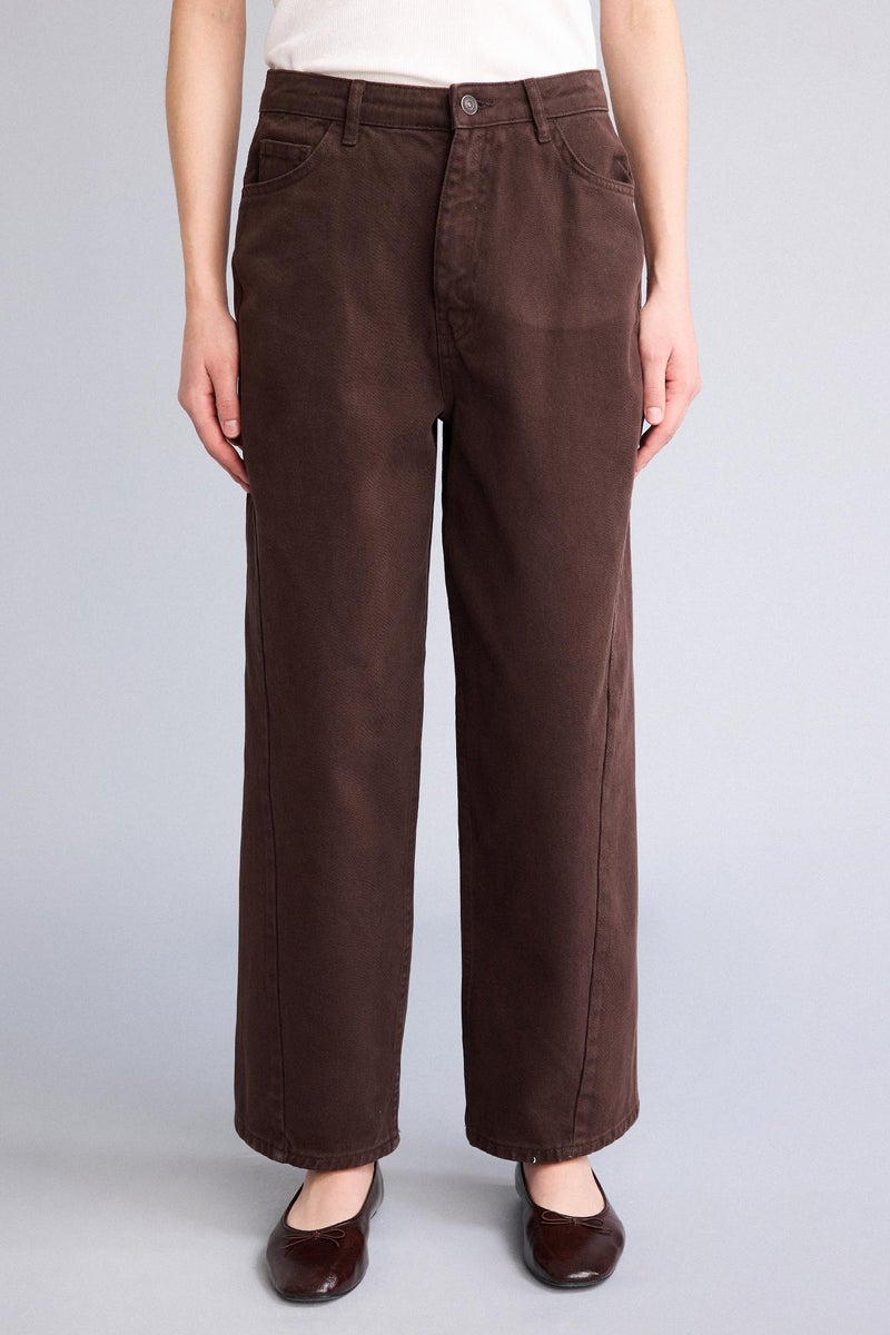 DeFacto Brown Woman Baggy Fit Gabardine Trousers Casual - Image 3