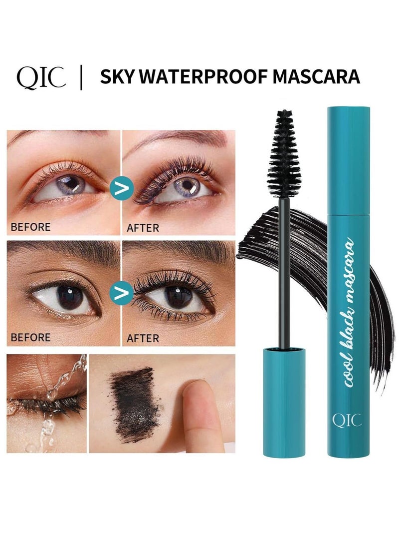 QIC Cool Black Mascara Vegan Mascara Fiber Mascara Best Volumizing Mascara for Long Lashes Liquid Lash Extension Mascara Waterproof Sweat Resistant 24-Hour Non-Stick Effect - Image 3