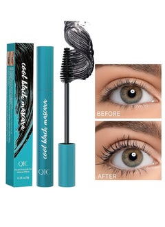 QIC Cool Black Mascara Vegan Mascara Fiber Mascara Best Volumizing Mascara for Long Lashes Liquid Lash Extension Mascara Waterproof Sweat Resistant 24-Hour Non-Stick Effect  - Image 1