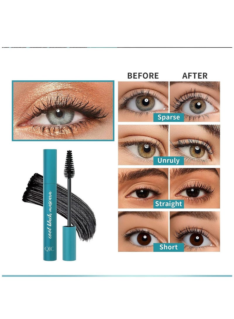 QIC Cool Black Mascara Vegan Mascara Fiber Mascara Best Volumizing Mascara for Long Lashes Liquid Lash Extension Mascara Waterproof Sweat Resistant 24-Hour Non-Stick Effect - Image 5