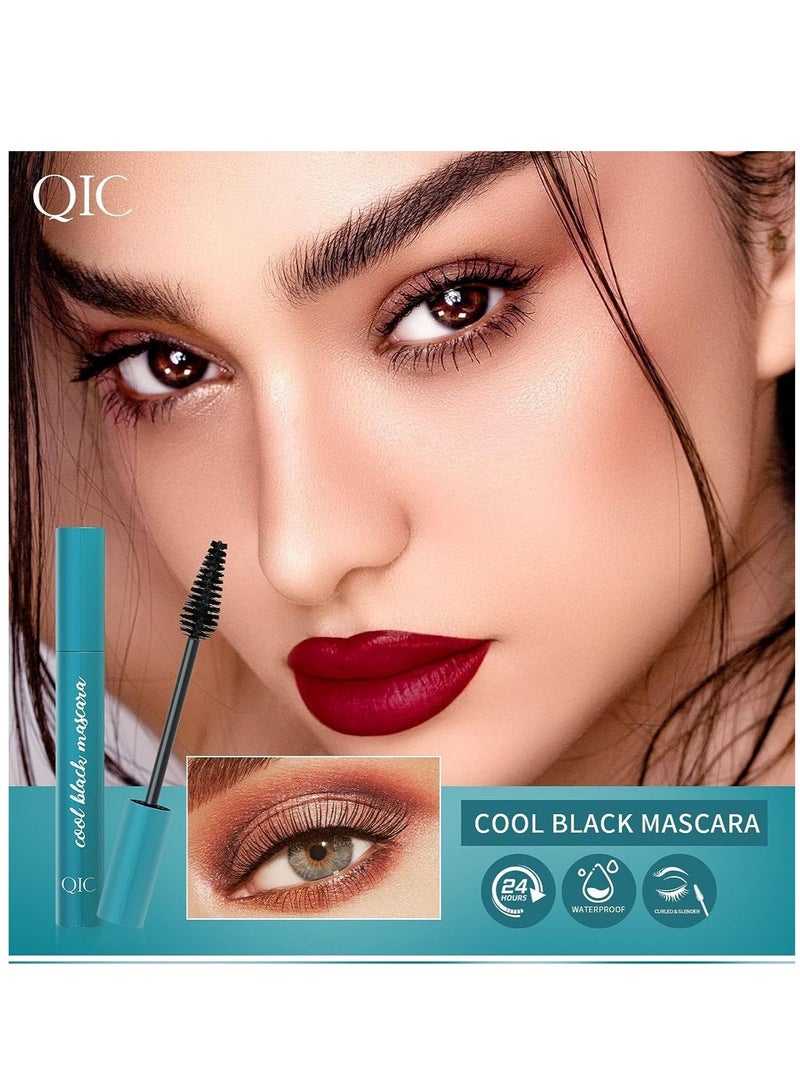 QIC Cool Black Mascara Vegan Mascara Fiber Mascara Best Volumizing Mascara for Long Lashes Liquid Lash Extension Mascara Waterproof Sweat Resistant 24-Hour Non-Stick Effect - Image 4