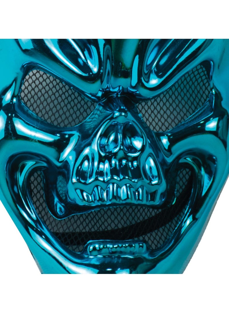 MAD TOYS Spooky Metallic Blue Skull Mask Halloween Costume Accessories for Kids and Adult, for Dress Up Theme Party Cosplay - Image 2