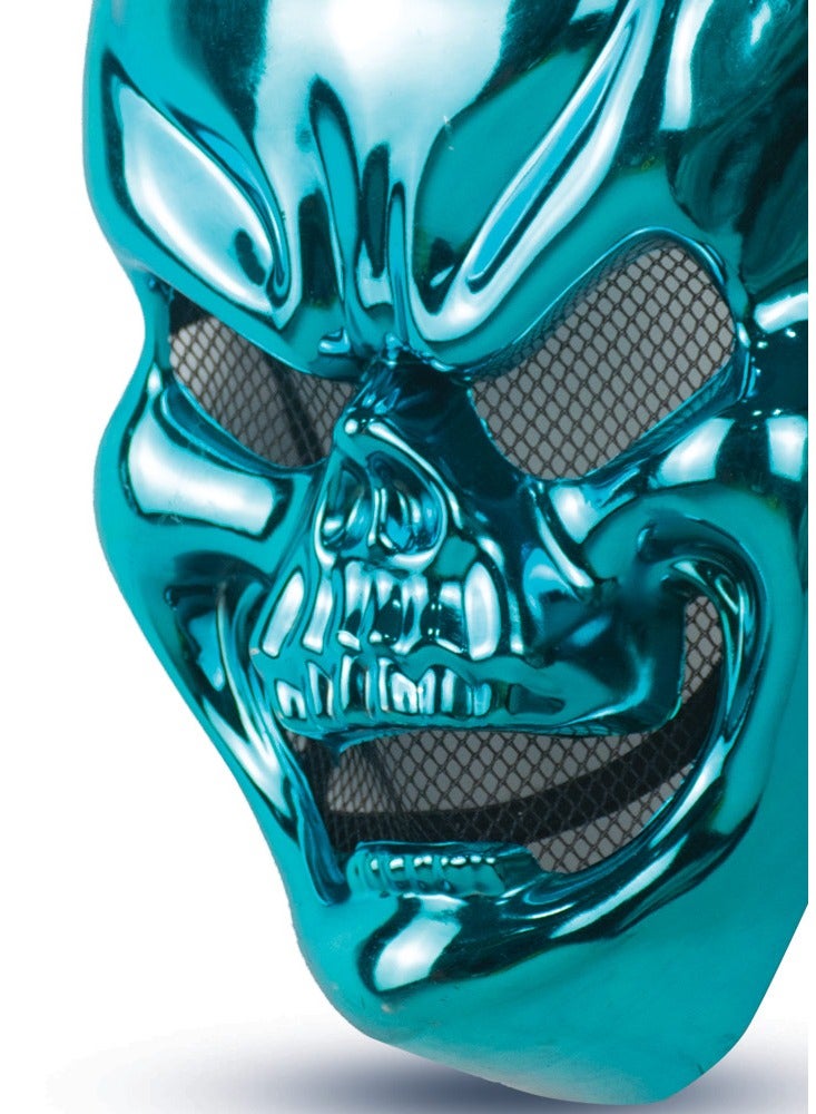 MAD TOYS Spooky Metallic Blue Skull Mask Halloween Costume Accessories for Kids and Adult, for Dress Up Theme Party Cosplay - Image 3