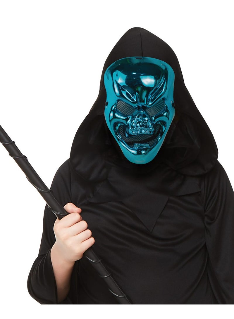 MAD TOYS Spooky Metallic Blue Skull Mask Halloween Costume Accessories for Kids and Adult, for Dress Up Theme Party Cosplay - Image 4