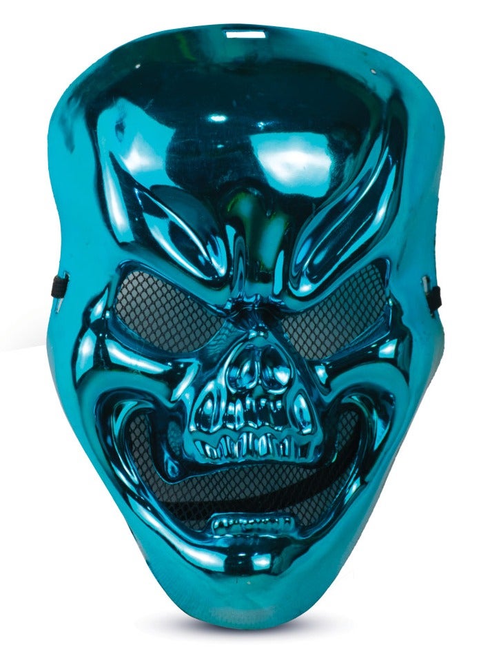 MAD TOYS Spooky Metallic Blue Skull Mask Halloween Costume Accessories for Kids and Adult, for Dress Up Theme Party Cosplay - Image 1