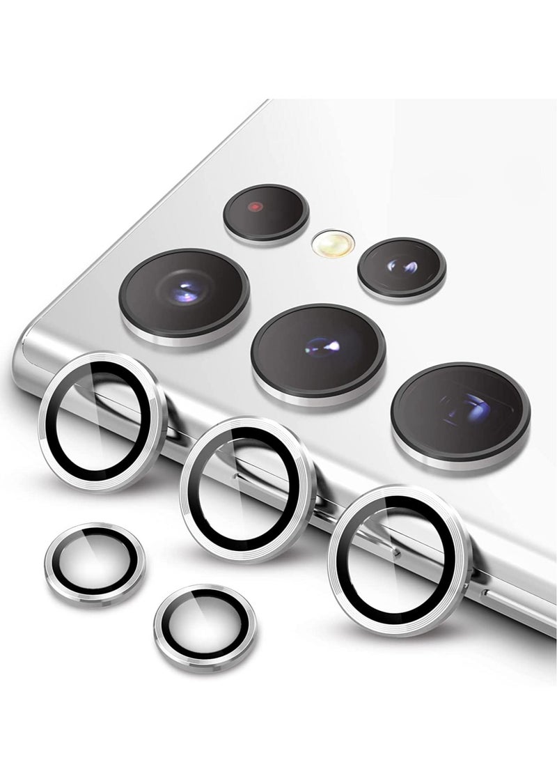 Camera Lens Protector for Samsung Galaxy S22 Ultra 5G 6.8-Inch, 9H Tempered Glass Metal Individual Ring Cover, Easy Installation Tray, HD Clear, Set of 5 (White) - Image 1