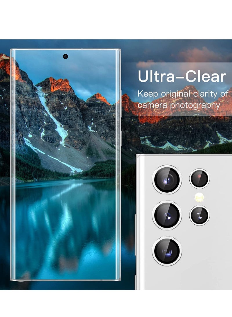 Camera Lens Protector for Samsung Galaxy S22 Ultra 5G 6.8-Inch, 9H Tempered Glass Metal Individual Ring Cover, Easy Installation Tray, HD Clear, Set of 5 (White) - Image 2