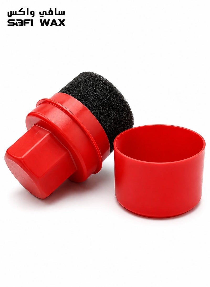 SAFI WAX Foam Applicator Pad with Storage Cap, Tire Dressing Applicator, Car Wax Polish Sponge, Tyre Shine Applicator, Auto Detailing Foam Pad, Leather Polish Applicator, Reusable Foam Sponge for Car, Bike & Home Care - Image 1