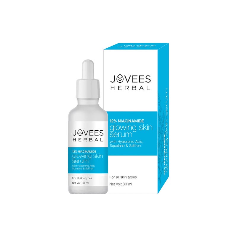 Jovees Herbal 12 Niacinamide Glowing Skin Serum With Hyaluronic Acid Squalane Saffron Reduces Dullness Hydrates Repairs Skin For Day and Night Use For All Skin Type 30 ml - Image 1