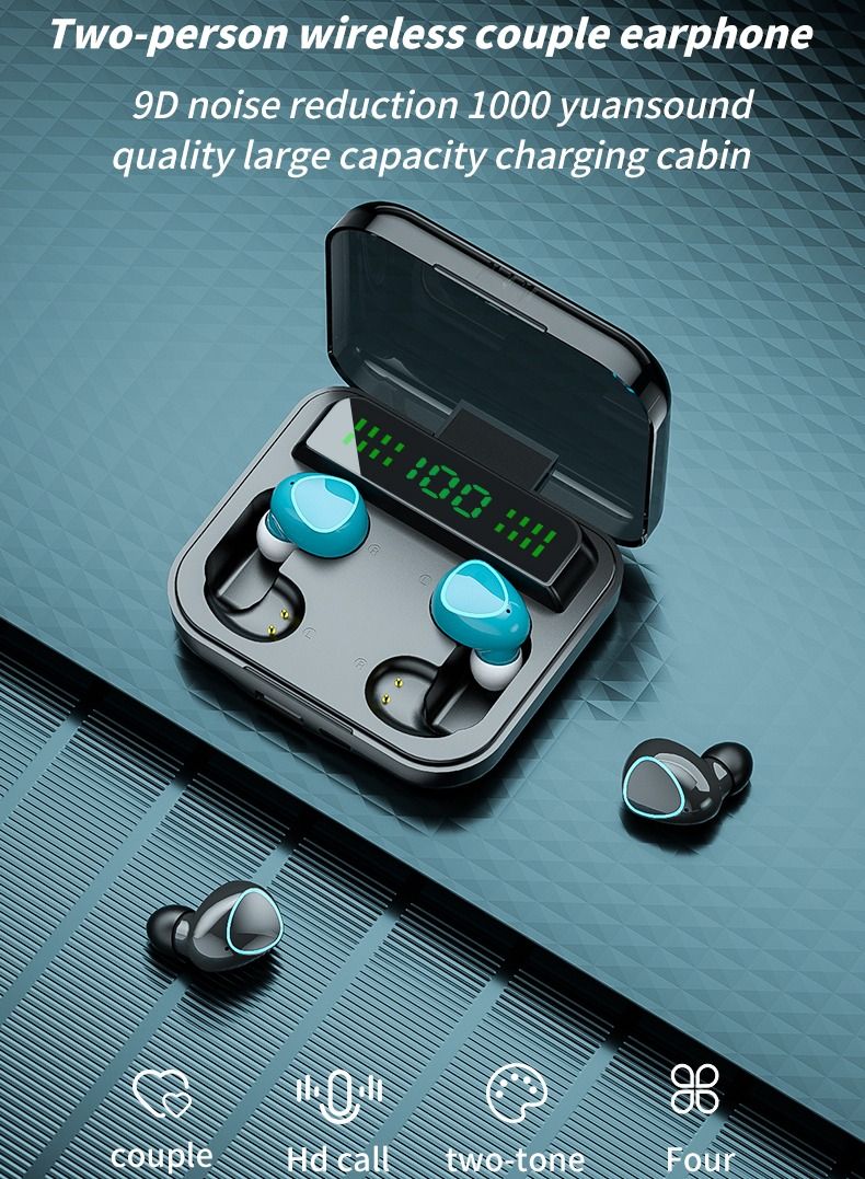 Two-person Wireless Couple Headphones With Charging Case