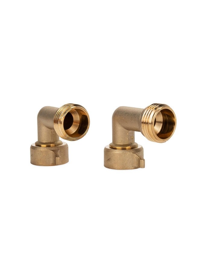 Camco 90-Degree Hose Elbow For RVs - Solid Brass Construction- Certified Lead-Free - Features Convenient Easy Grip Connector - For RV Water Hoses, Residential Outdoor Faucets, & More - 2-Pack (22507) - Image 1