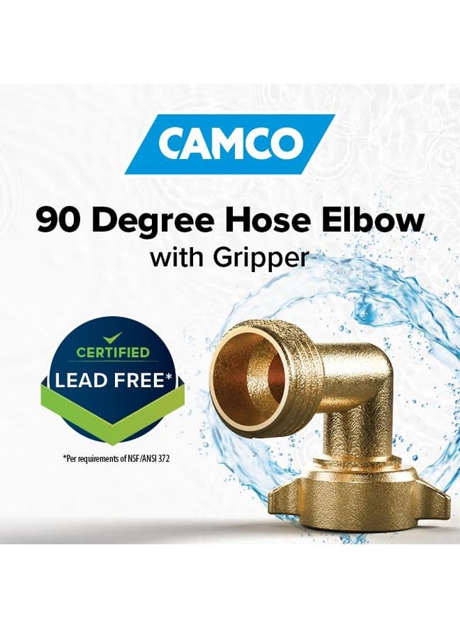 Camco 90-Degree Hose Elbow For RVs - Solid Brass Construction- Certified Lead-Free - Features Convenient Easy Grip Connector - For RV Water Hoses, Residential Outdoor Faucets, & More - 2-Pack (22507) - Image 2