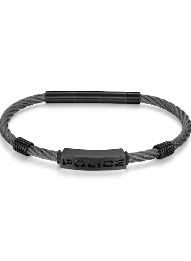 POLICE Quadro Gunmetal Twisted Cable and Black Stainless Steel Bracelet for Men - Image 1