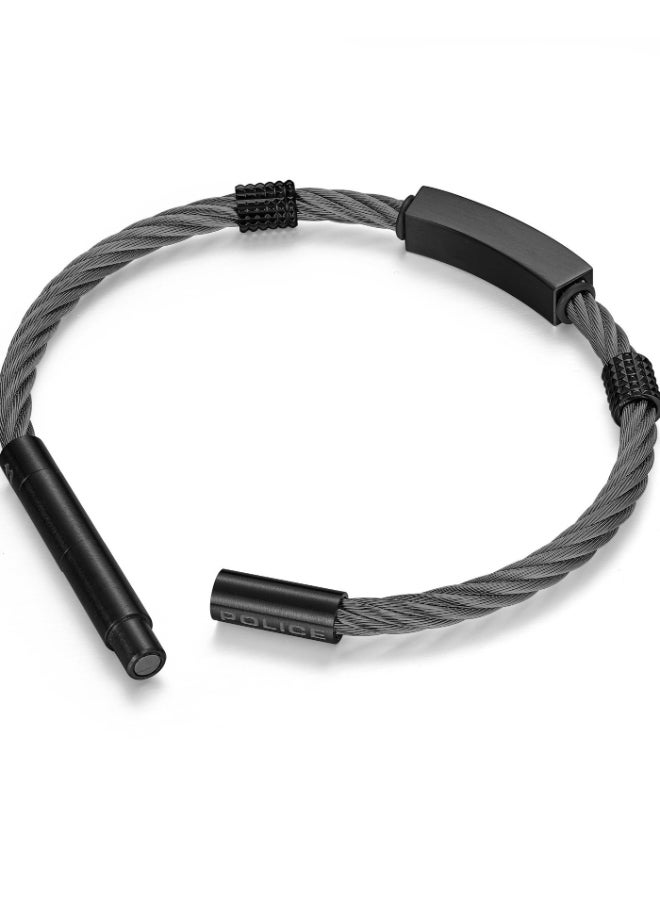 POLICE Quadro Gunmetal Twisted Cable and Black Stainless Steel Bracelet for Men - Image 3