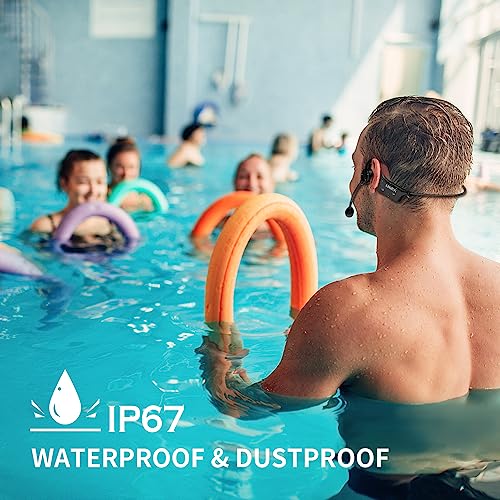 KIMAFUN 2.4G Fitness Headset Wireless Microphone, IP67 Waterproof Sweatproof Microphone for Water Aerobics, Swimming Coach, Fitness Instructor, Yoga, Spinning, Training, Teaching, Speakers, GWP91 - Image 2