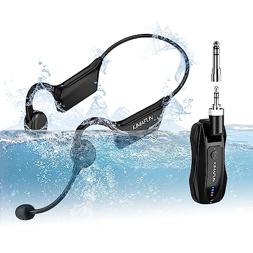KIMAFUN 2.4G Fitness Headset Wireless Microphone, IP67 Waterproof Sweatproof Microphone for Water Aerobics, Swimming Coach, Fitness Instructor, Yoga, Spinning, Training, Teaching, Speakers, GWP91 - Image 1