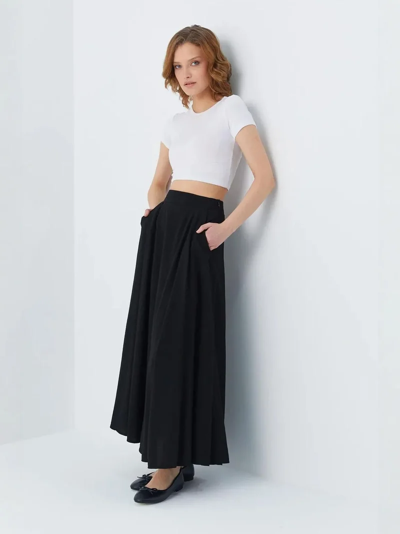 MixRay Mixray High-Waisted Lined Long Skirt