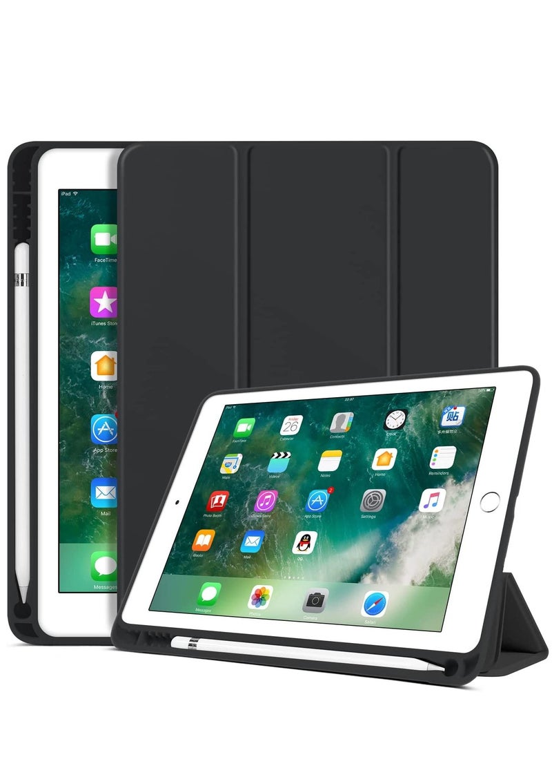 Generic - Smart Case For iPad 9th Generation 10.2 (2021) Model A2603 and A2604 With Pincel Holder Leather Magnetic Stand Cover Black - Image 1