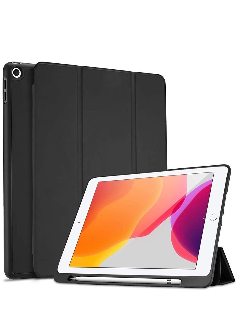 Generic - Smart Case For iPad 9th Generation 10.2 (2021) Model A2603 and A2604 With Pincel Holder Leather Magnetic Stand Cover Black - Image 1