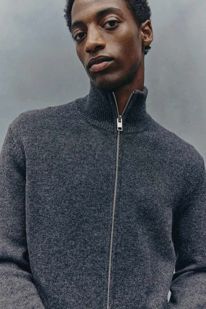 H&M Regular Fit Wool Zip-Through Cardigan