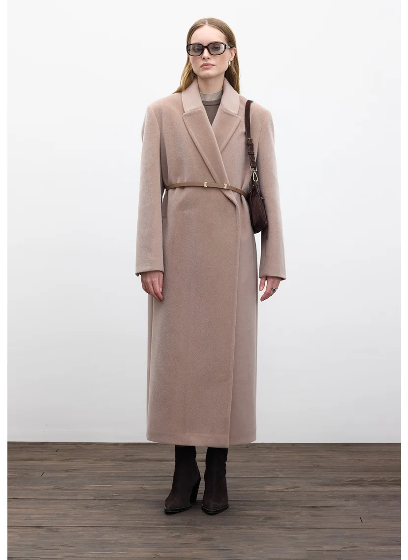 مانوكا Belted Long Cashmere Coat Mink