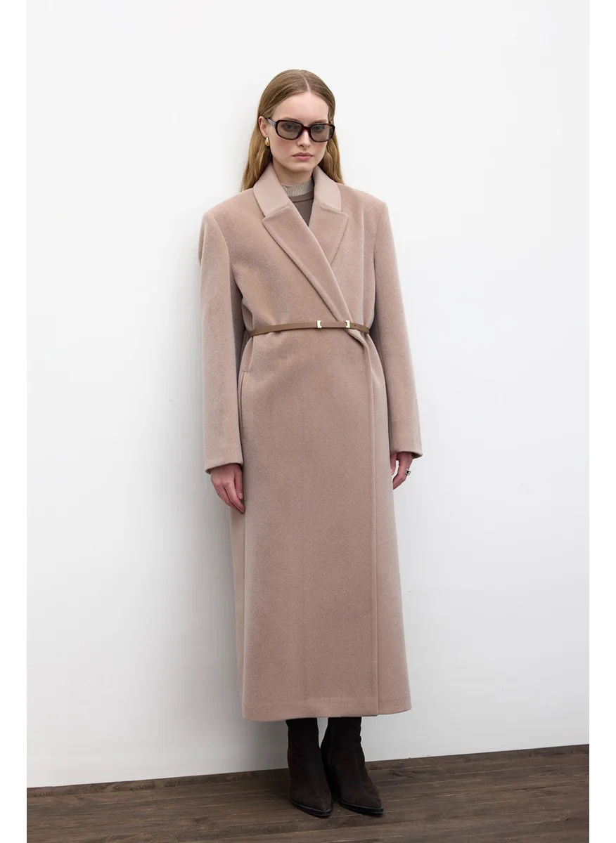 مانوكا Belted Long Cashmere Coat Mink