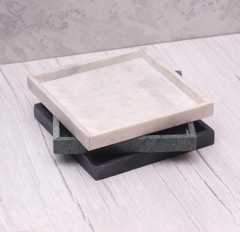 DECORAGE Marble Square Vanity Tray – Bathroom Countertop & Dresser Tray for Women | Elegant Decorative Organizer for Makeup, Jewelry, Perfume & Skincare – (White, 10 X 10 Inch) - Image 4